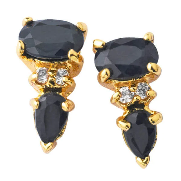 Gold Plated Sapphire Drop Earrings - One size Afbeelding 1