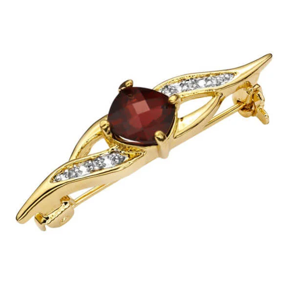 Two Toned Cushion Cut Design Garnet Pin - One size Afbeelding 1