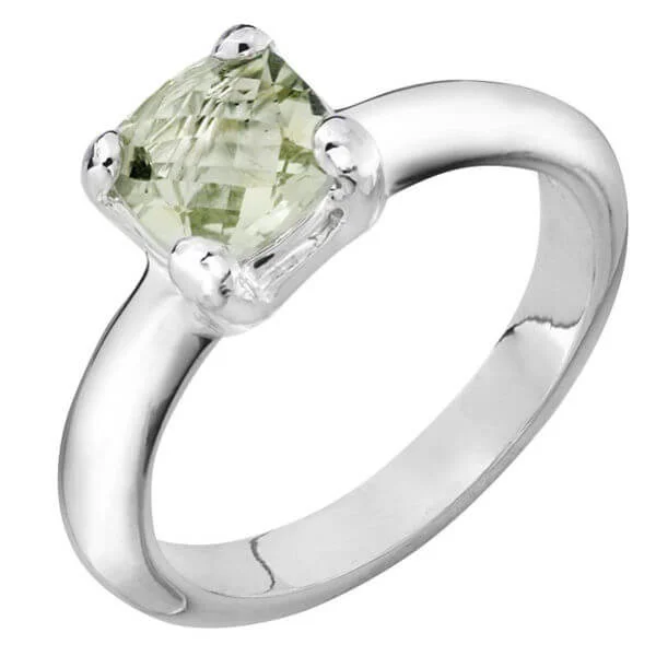 Silver Plated Green Amethyst Ring - J Afbeelding 1