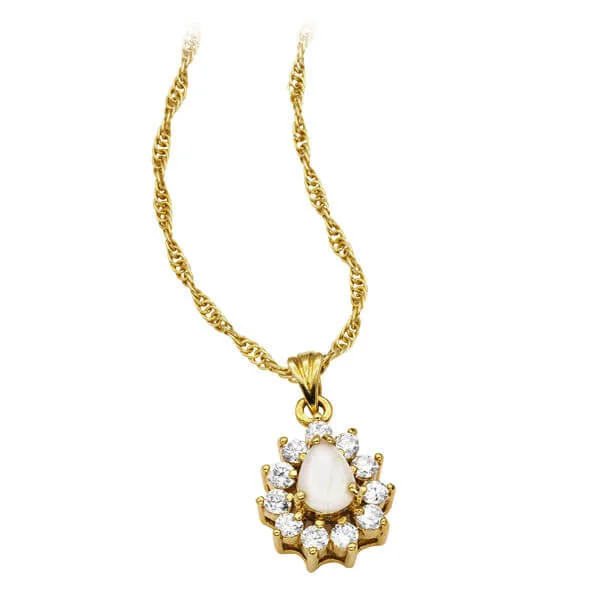 Opal Pendant Necklace - One size Afbeelding 1