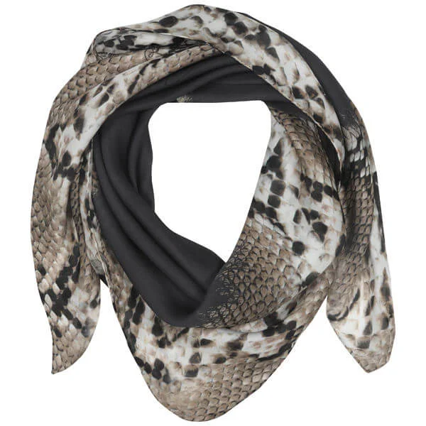 Roberto Cavalli Snakeskin Border Print Square Silk Scarf Afbeelding 1