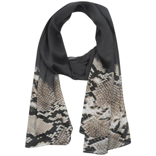 Roberto Cavalli Snakeskin Border Print Long Silk Scarf Afbeelding 1