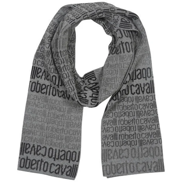 Roberto Cavalli Men's Logo Double Sided Wool Scarf Afbeelding 1
