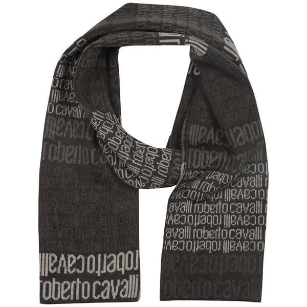 Roberto Cavalli Men's Logo Double Sided Wool Scarf Afbeelding 1