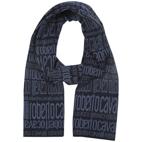 Roberto Cavalli Men's Logo Double Sided Wool Scarf Afbeelding 1