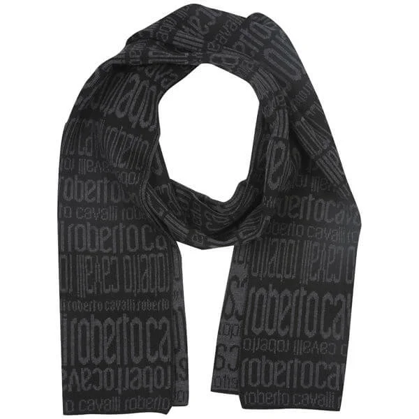 Roberto Cavalli Men's Logo Double Sided Wool Scarf Afbeelding 1