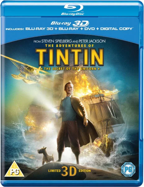 The Adventures of Tintin: The Secret of the Unicorn 3D (3D Blu-Ray, 2D Blu-Ray, DVD en Digital Copy) Afbeelding 1