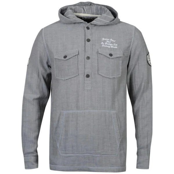 Brave Soul Men's Coleridge Hooded Shirt - Charcoal - S - Charcoal Afbeelding 1
