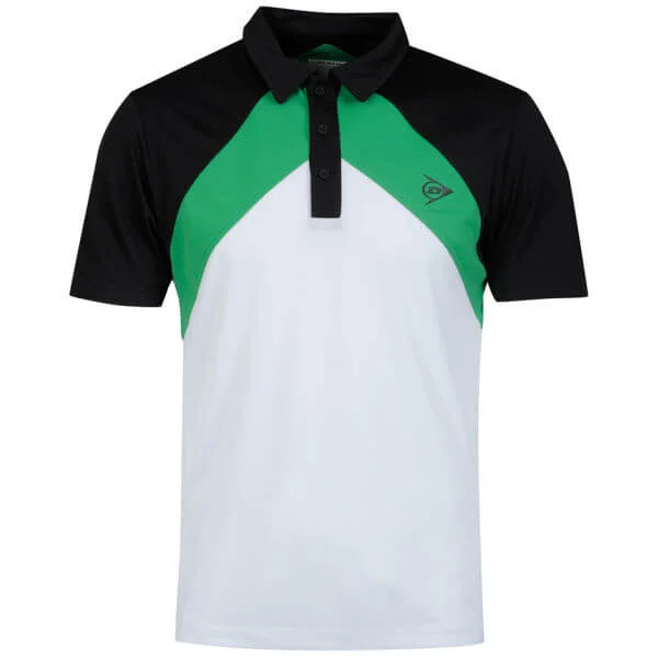 Dunlop Men's Play Tech Polo Shirt - Green/Black/White - S - Green/Black/White Afbeelding 1