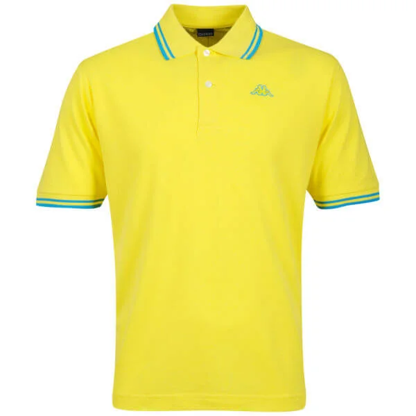 Kappa Men's Lamot Polo - Yellow/Turquoice - M - Yellow/Turquoice Afbeelding 1