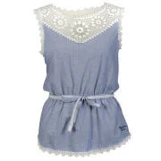 Pepe Women's Denis Crochet Detail Blouse - Blue - XS - Blauw Afbeelding 1