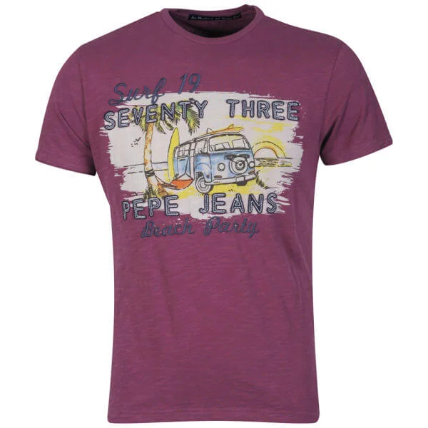 Pepe Men's Cruz Applique T-Shirt - Berry - M - Berry Afbeelding 1