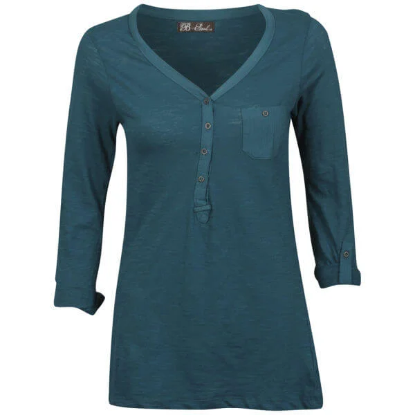Brave Soul Women's Laila Button Top - Teel - S - Teal Afbeelding 1