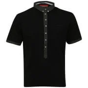 Brave Soul Men's Desha Polo with Contrast Placket - Black - S - Zwart Afbeelding 1