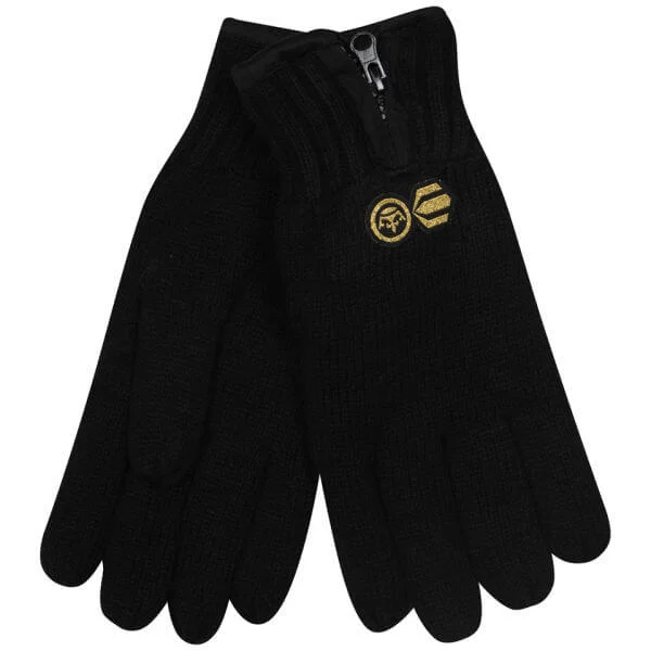 Crosshatch Men's Zipline Knitted Gloves - Black - One size - Zwart Afbeelding 1