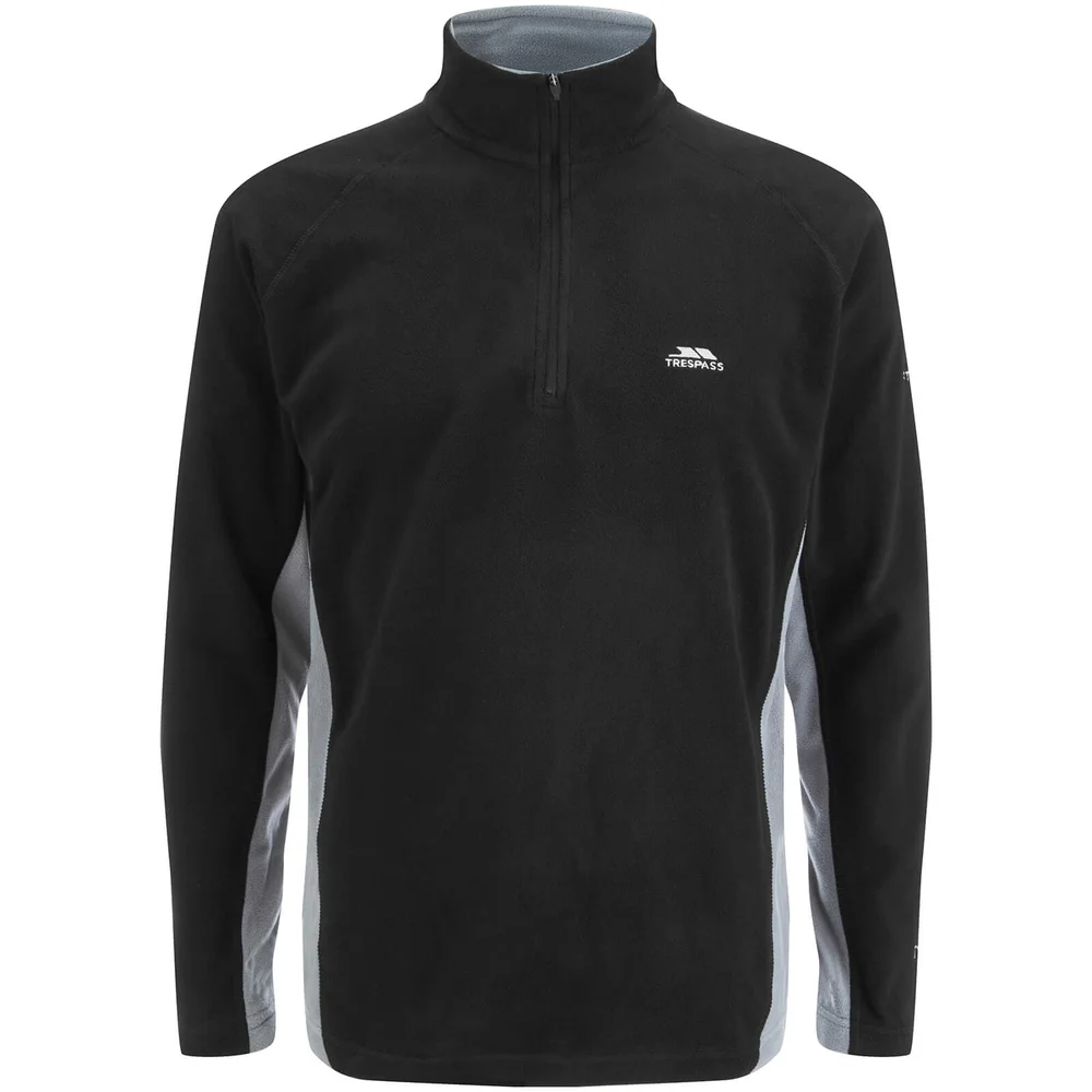 Trespass Tron Fleece met Halve Rits voor Heren - Zwart/Grijs - S Afbeelding 1