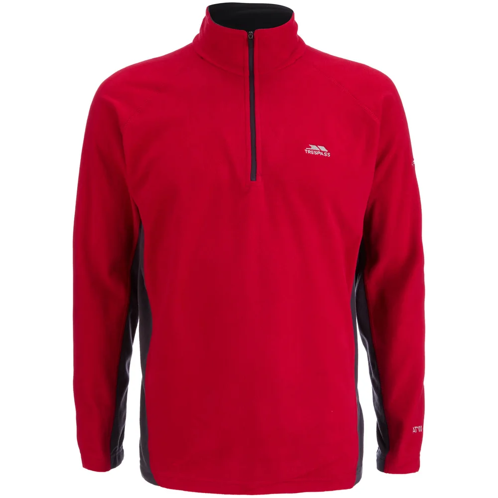 Trespass Tron Fleece met Halve Rits voor Heren - Rood/Grijs - S - Red/Flint Afbeelding 1