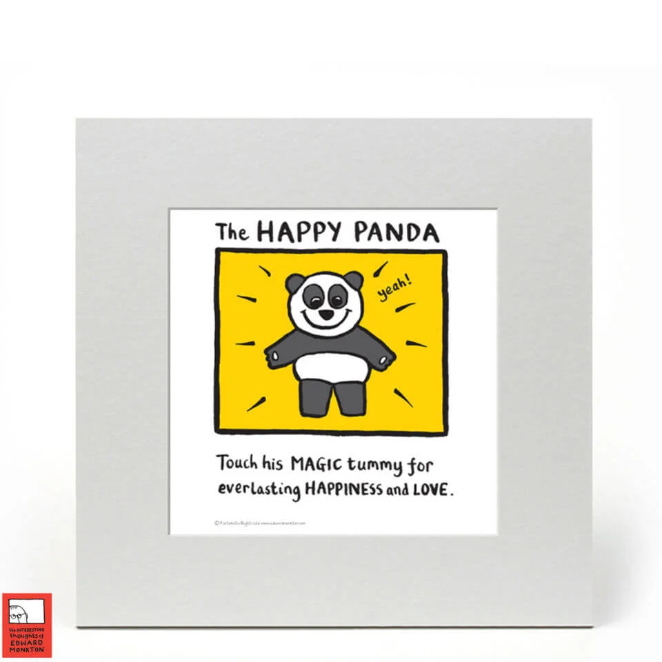 Edward Monkton Fine Art Print - Happy Panda Afbeelding 1