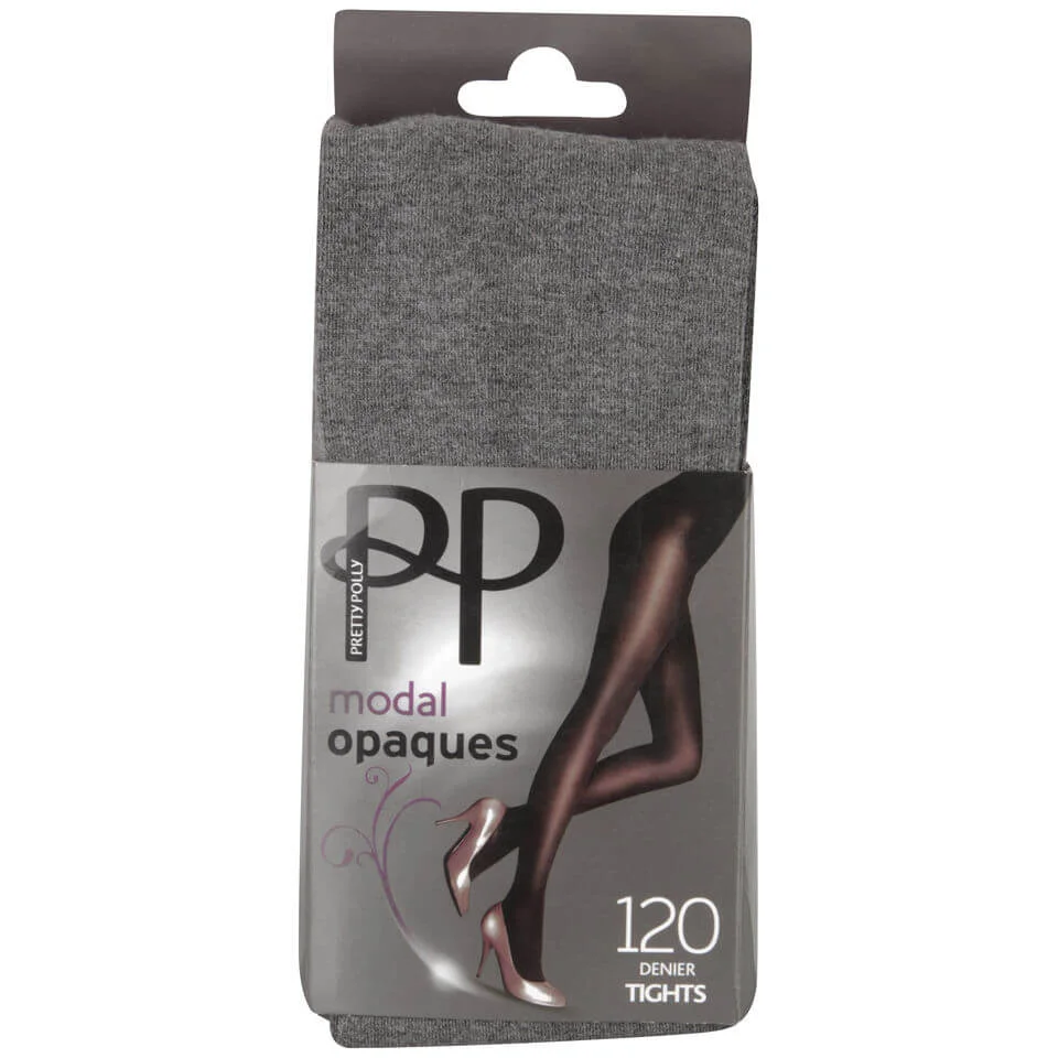 Pretty Polly Women's Modal Opaque Tights - Grey Marl - S-M Afbeelding 1