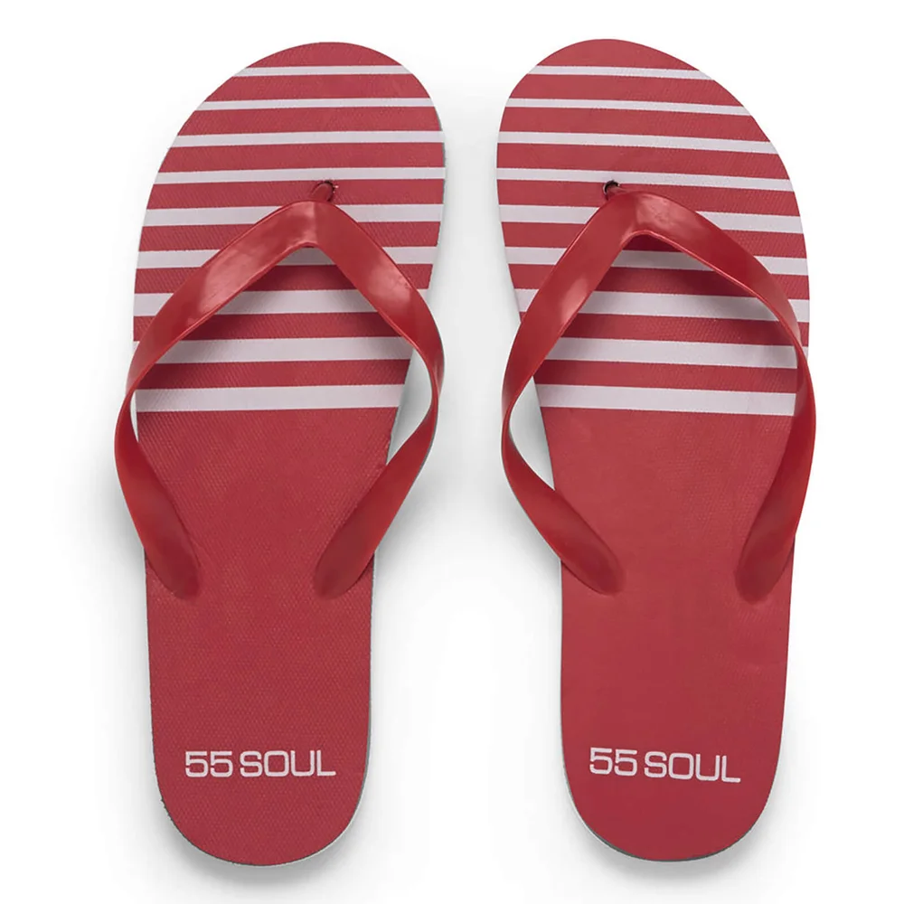 55 Soul Men's Flip Flops - Red - 6/7 - Rood Afbeelding 1