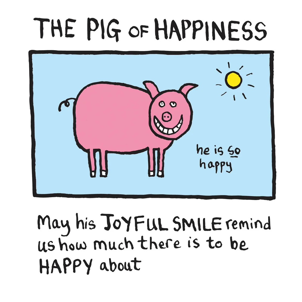 Edward Monkton Fine Art Print - Pig of Happiness Afbeelding 1
