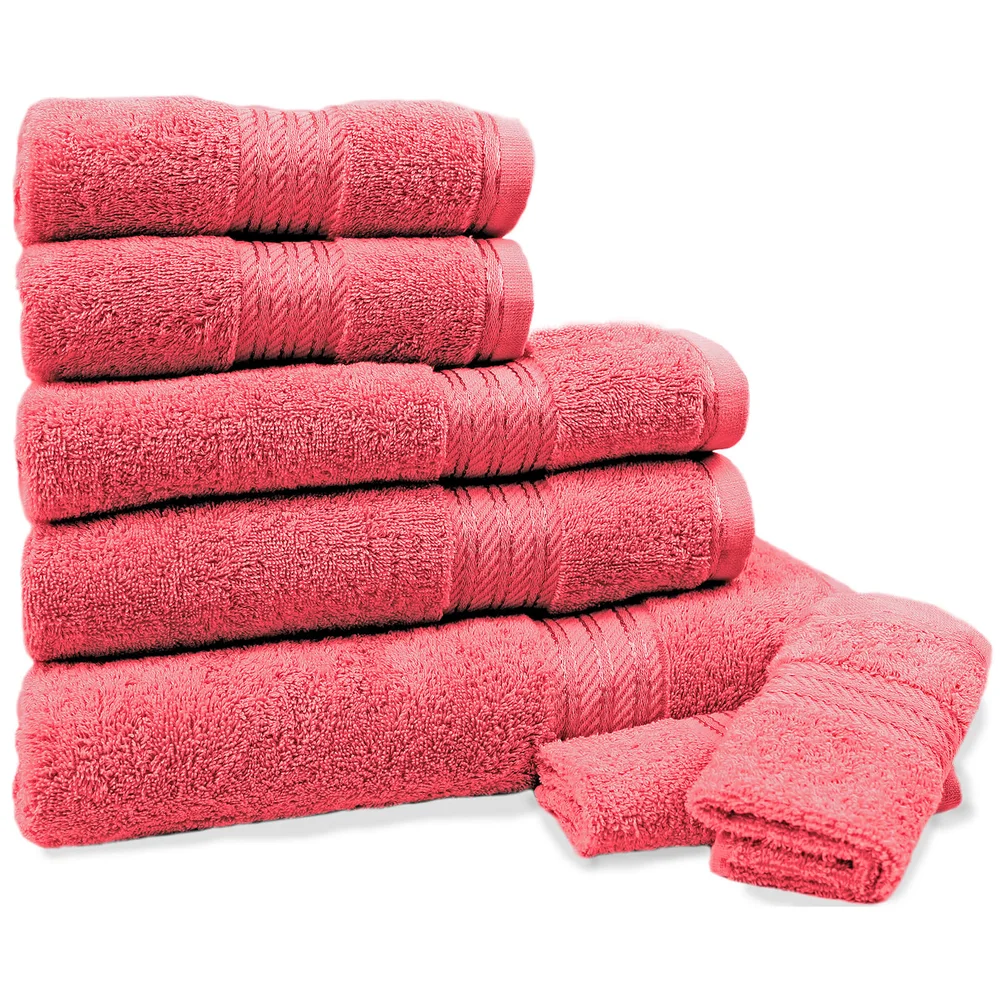 Restmor 100% Egyptian Cotton 7 Piece Supreme Towel Bale Set (500gsm) - Red Afbeelding 1