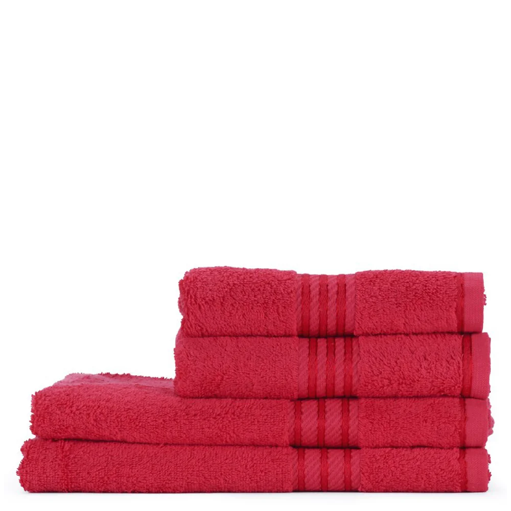 Restmor 100% Egyptian Cotton 4 Piece Supreme Towel Bale Set (500gsm) - Red Afbeelding 1