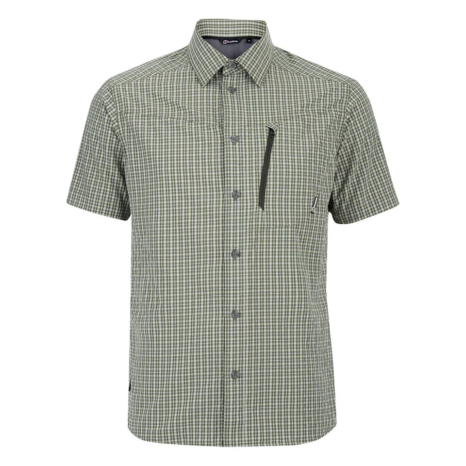 Berghaus Men's Lawrence Short Sleeve Shirt - Green/White Check - S - Green/White Afbeelding 1