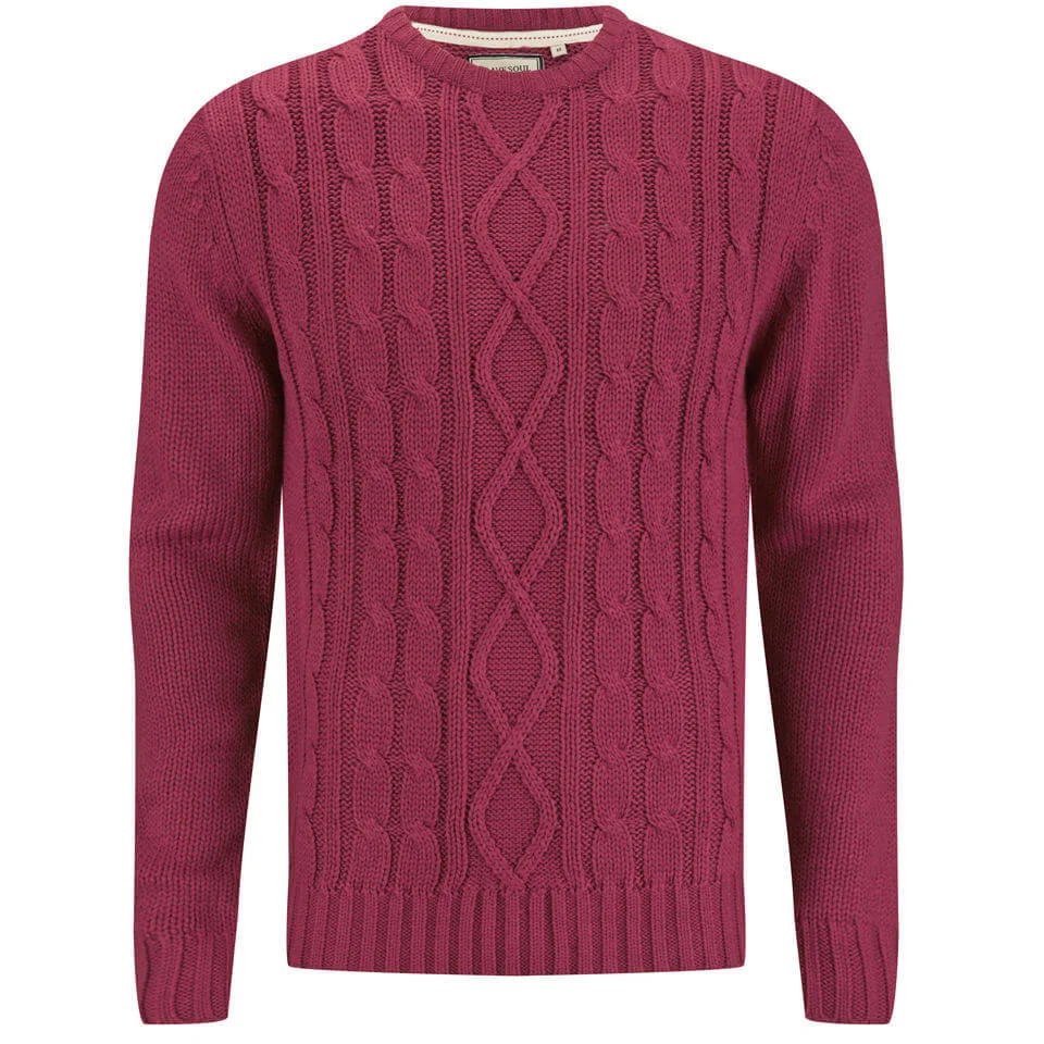 Brave Soul Men's Ludwig Cable Knitted Jumper - Red - S - Rood Afbeelding 1