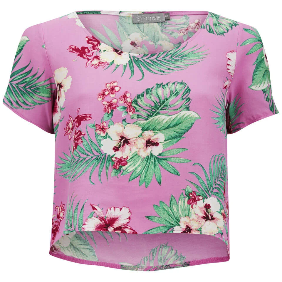 LOVE Women's Floral Crop T-Shirt - Pink - XS - Roze Afbeelding 1