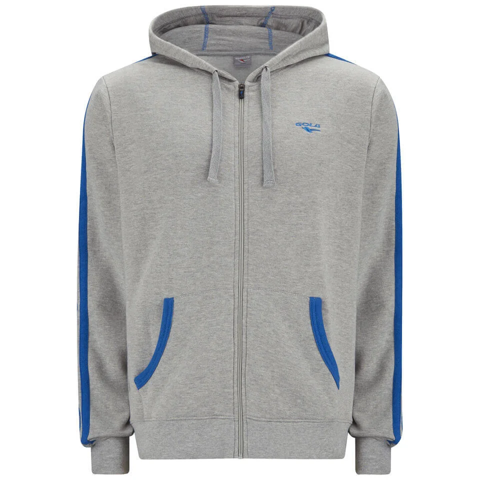 Gola Men's Milford Full Zip Hoody - Grey Marl/Cobalt Blue - S - Grijs/Blauw Afbeelding 1