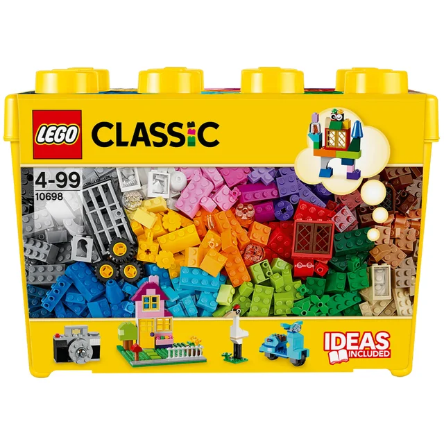 LEGO 10698 Classic Creatieve Grote Opbergdoos, Creatief Constructiespeelgoed met Ramen, Deuren en Groene Bouwplaat