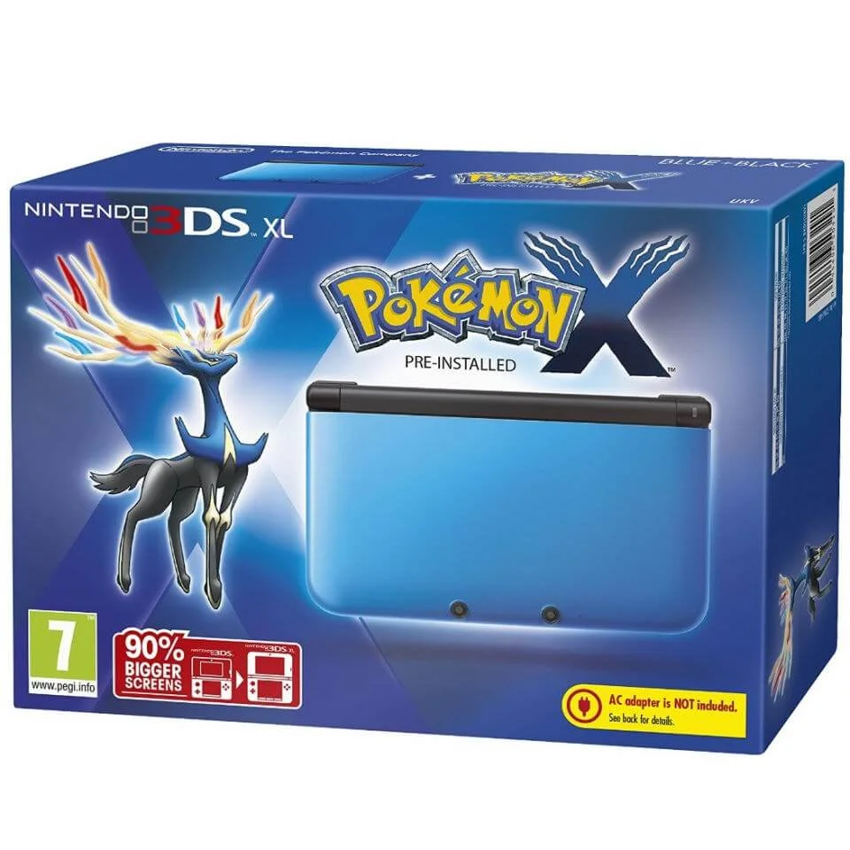 Nintendo 3DS XL Blue and Black Console - Includes Pokémon X Afbeelding 1