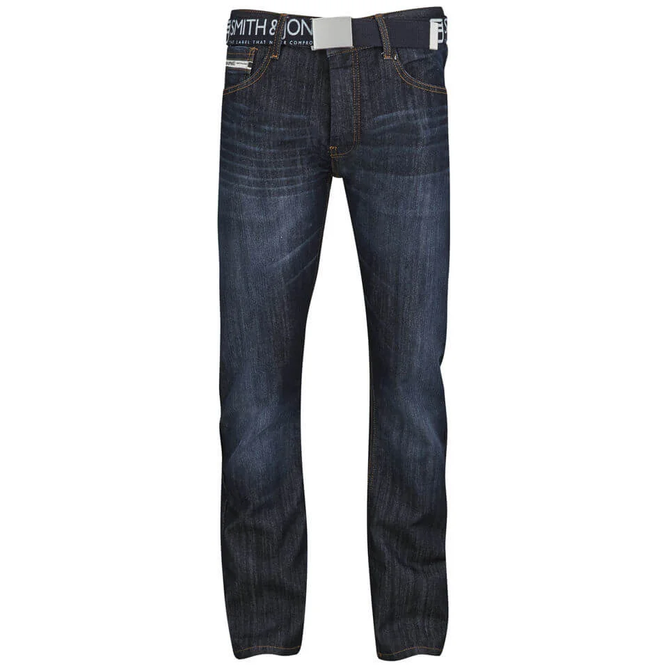 Smith & Jones Men's Furio Straight Fit Jeans - Dark Wash - 28S - Blauw Afbeelding 1