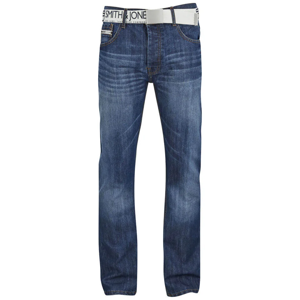 Smith & Jones Men's Furio Straight Fit Jeans - Stonewash - 28S - Blauw Afbeelding 1
