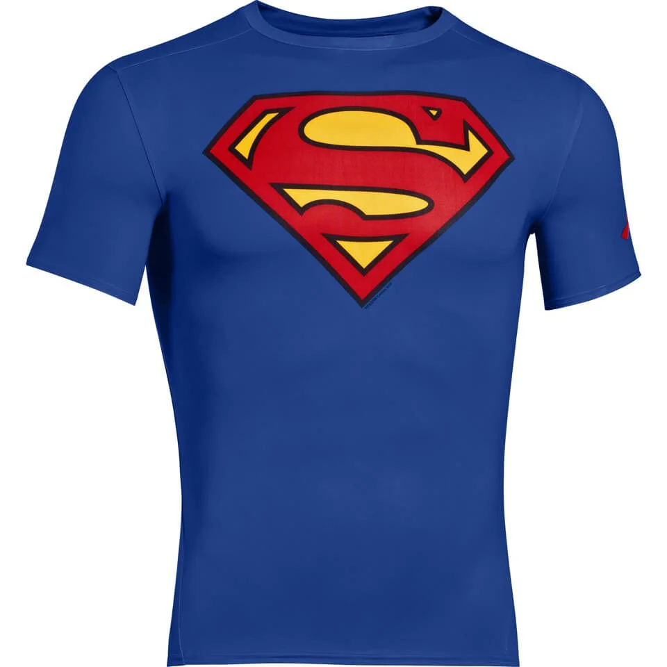 Under Armour Men's Transform Yourself Compression Top - Blue/Yellow/Red - S - Blue/Red/Yellow Afbeelding 1
