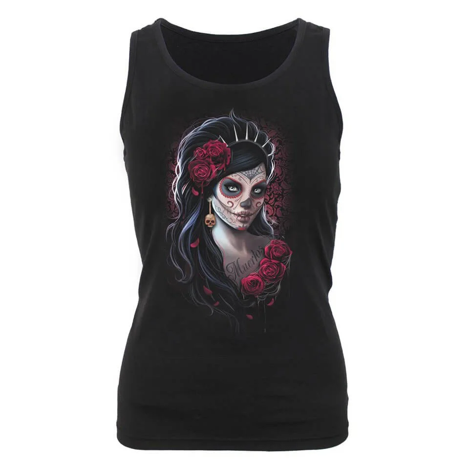 Spiral Women's DAY OF THE DEAD Razor Back Top - Black - M - Zwart Afbeelding 1