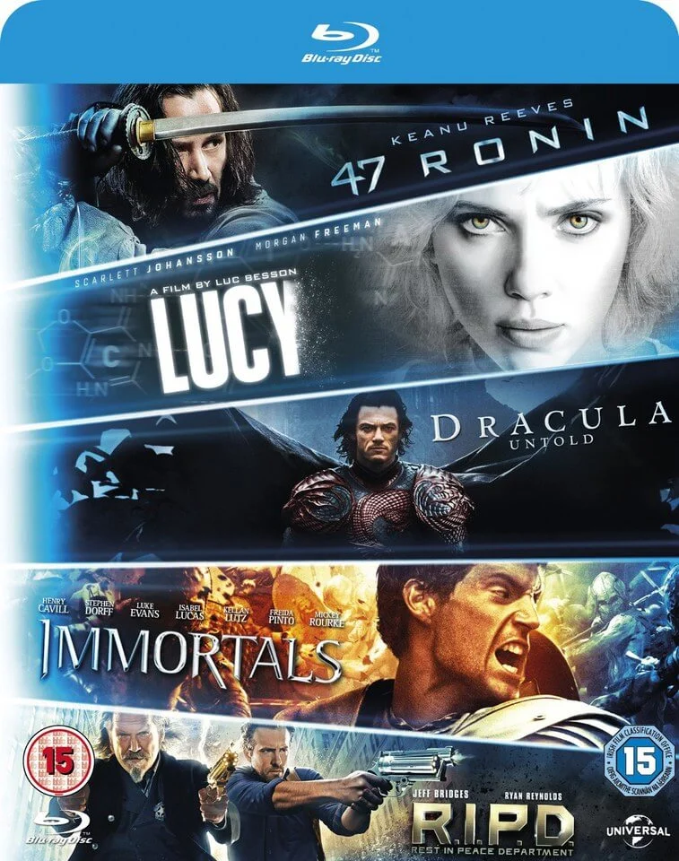 Blu-ray Starter Pack - Includues Lucy, Dracula Untold, 47 Ronin, Immortals, R.I.P.D Afbeelding 1