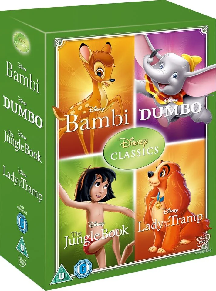 Disney Classics Timeless Classics 4 DVD Set 2 Jungle Book, Bambi, Dumbo, Lady & The Tramp Afbeelding 1