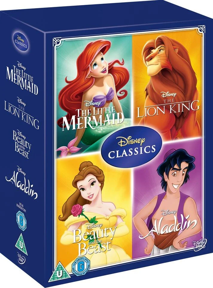 Disney Classics Timeless Classics 4 DVD Set 3 Little Mermaid, Beauty & The Beast, Aladdin, Lion King Afbeelding 1