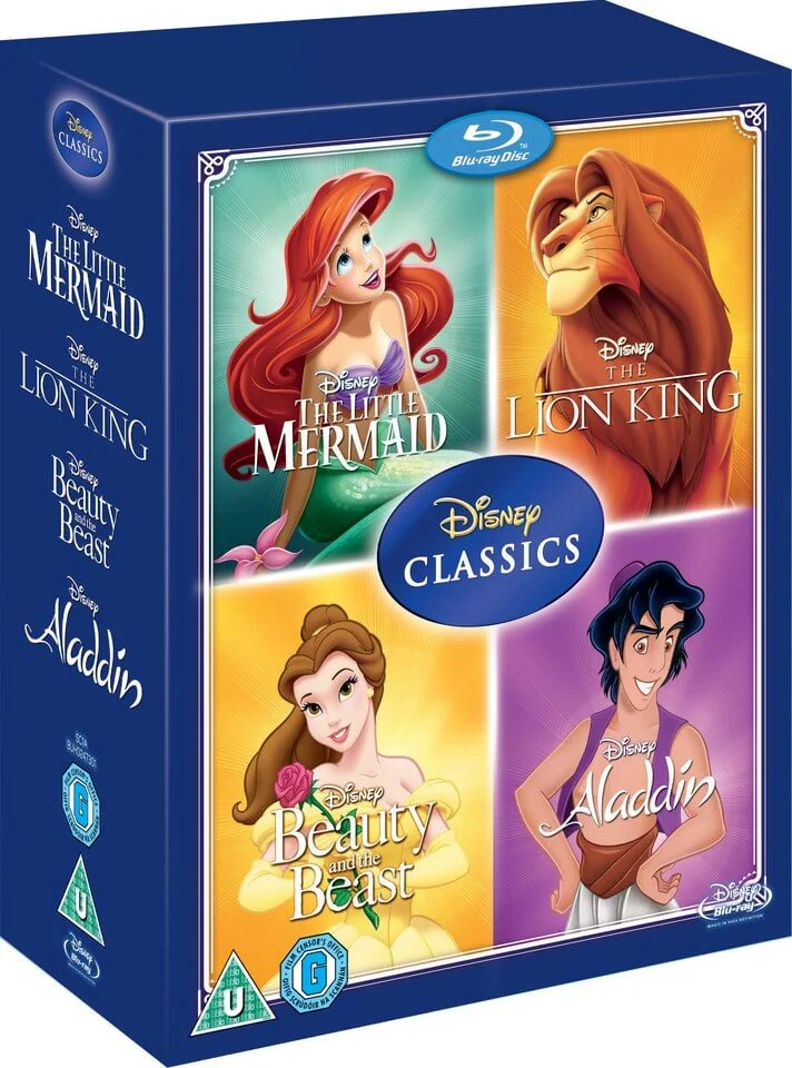 Disney Classics Timeless Classics 4 BD Set 3 Little Mermaid, Beauty & The Beast, Aladdin, Lion King Afbeelding 1