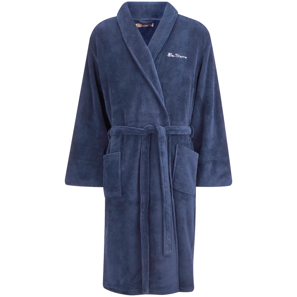 Ben Sherman Men's Fleece Robe - Navy - S - Blauw Afbeelding 1