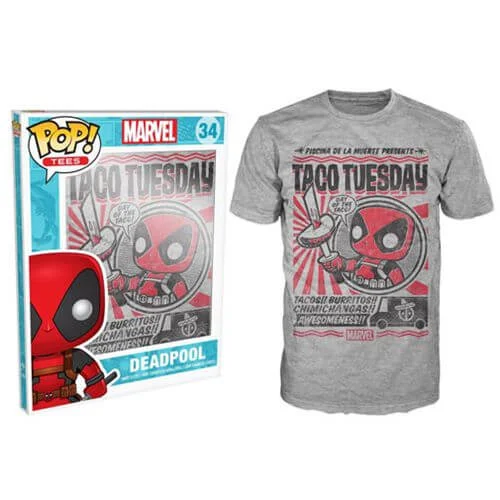Marvel Deadpool Chimichanga Pop! T-Shirt - Grey - M - Grijs Afbeelding 1