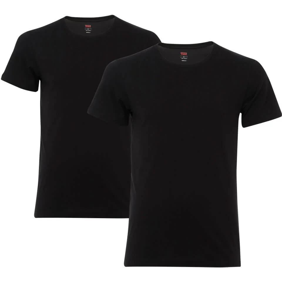 Levi's Men's 2-Pack Crew Neck T-Shirt - Black - S - Zwart Afbeelding 1