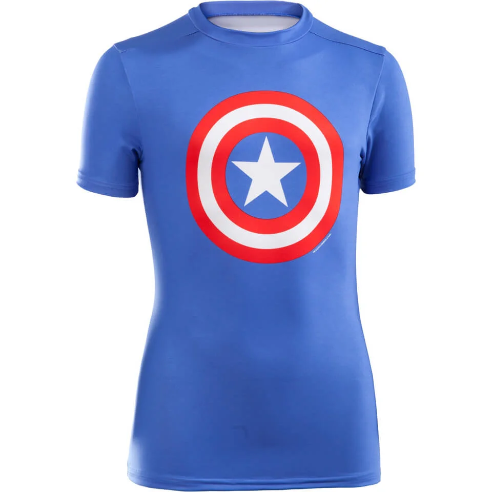 Under Armour Boys' Transform Yourself Captain America Baselayer - Blue - XS - Rood Afbeelding 1