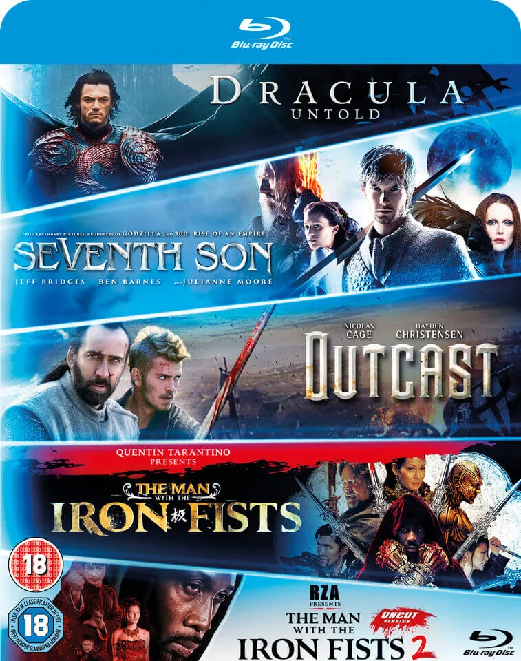 Blu-ray Starter Pack: Seventh Son, Dracula Untold, Outcast, Man With The Iron Fists 1 & 2 Afbeelding 1