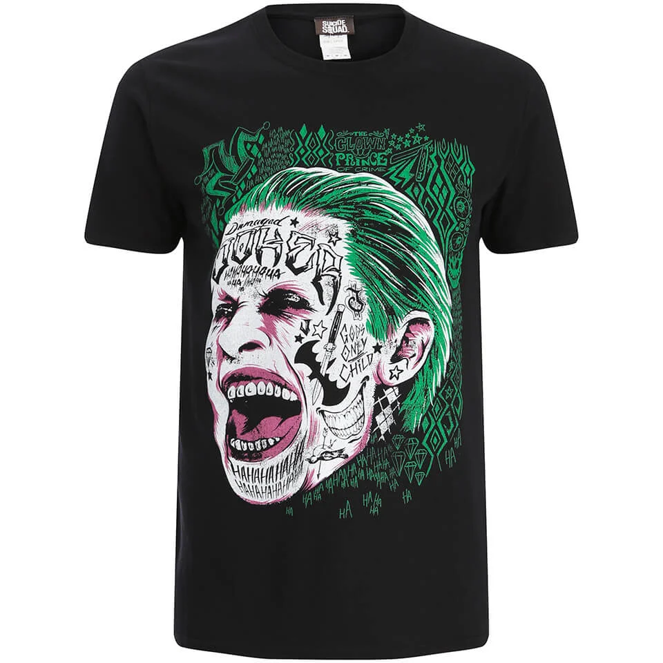 Suicide Squad Joker Head Heren T-Shirt - Zwart - S Afbeelding 1