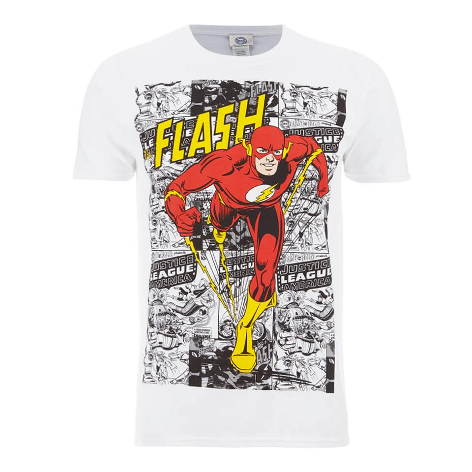 DC Comics The Flash Comic Strip Heren T-Shirt - Wit - S - Wit Afbeelding 1
