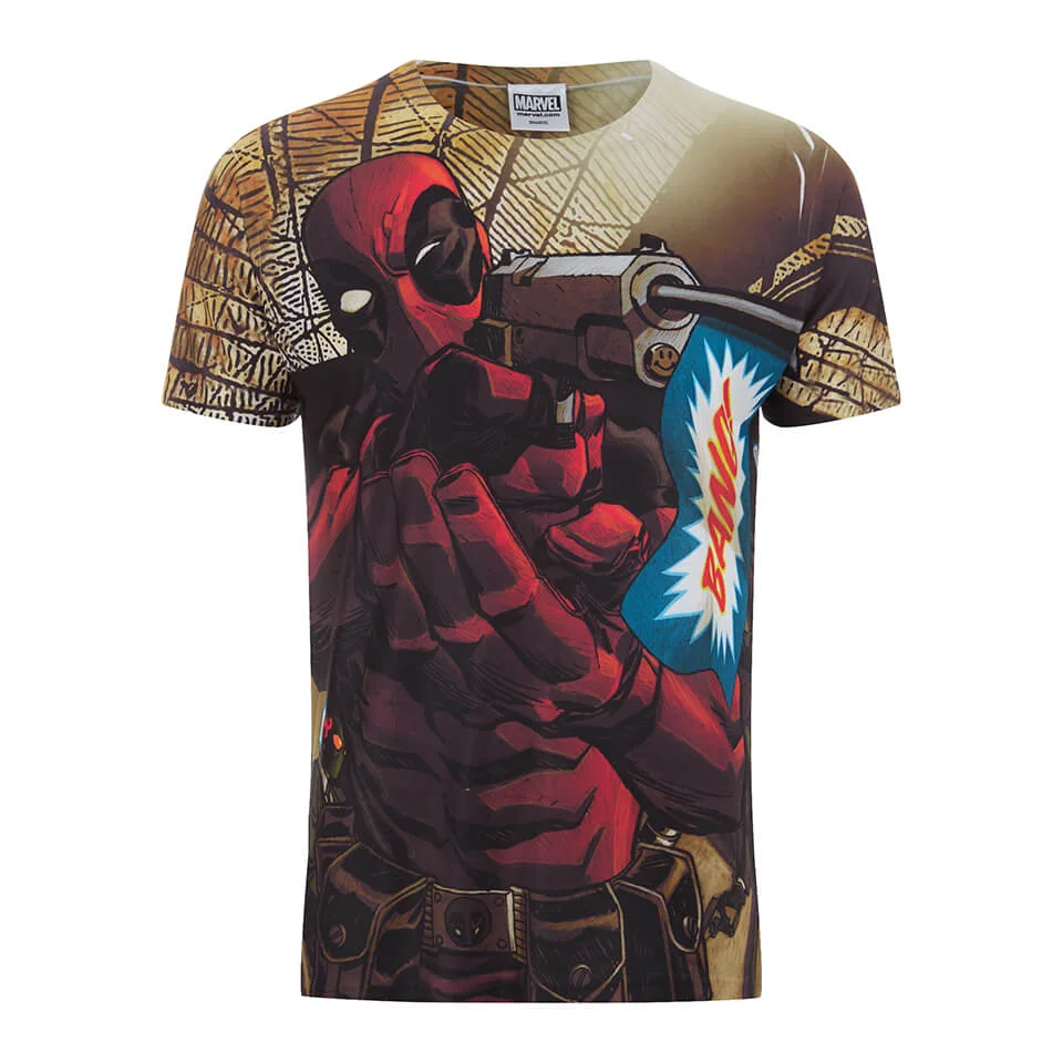 Marvel Mens Deadpool Bang T-Shirt - Wit - S - Wit Afbeelding 1