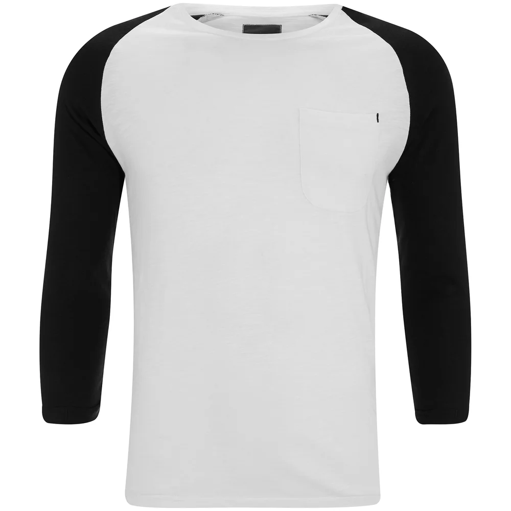 Produkt Men's 3/4 Sleeve Raglan Top - White - S - Blauw Afbeelding 1
